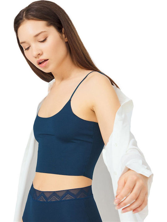 Women's Crop Top with Spaghetti Straps Petrol Green
