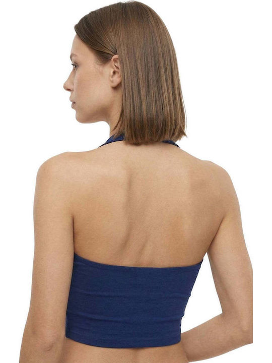 Women's Crop Sleeveless Top with Neck Tie Viscose