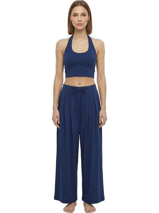 Women's Crop Sleeveless Top with Neck Tie Viscose
