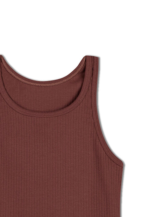 Women's Crop Cotton Top with Spaghetti Straps Dark Brown