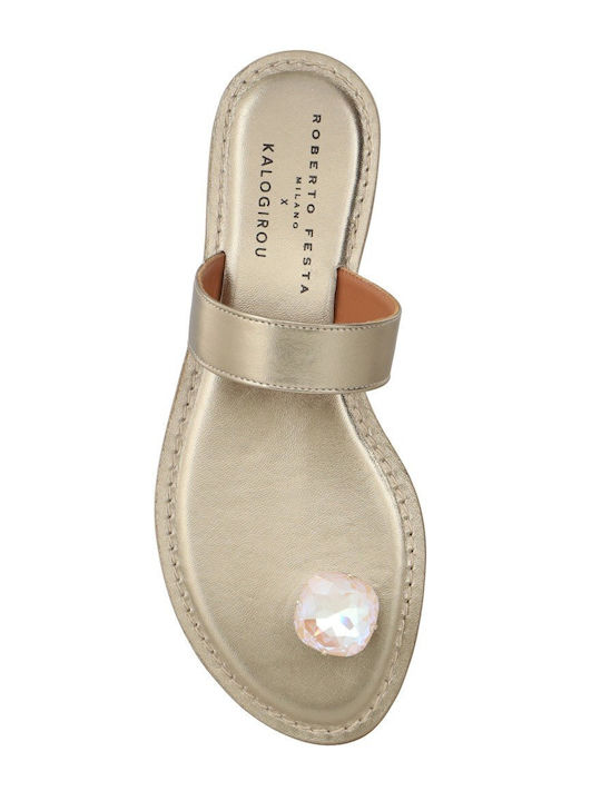 Leder Flache Sandalen für Damen Grau