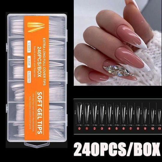 Case Soft False Nail Tips Transparent 240 Pieces 926364-452