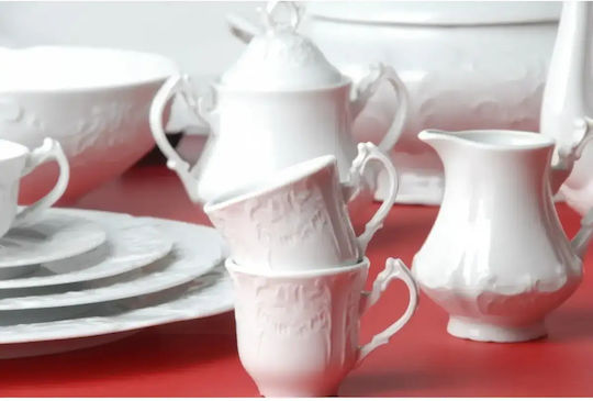 Cryspo Trio Regina Porcelain White Tea Set 15 Pieces