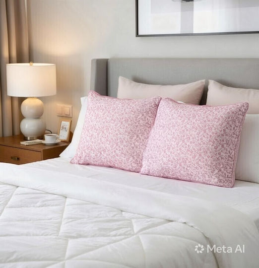 Oxygen Decorative Pillow Case Soft Soft Pink Flowers 45x45cm
