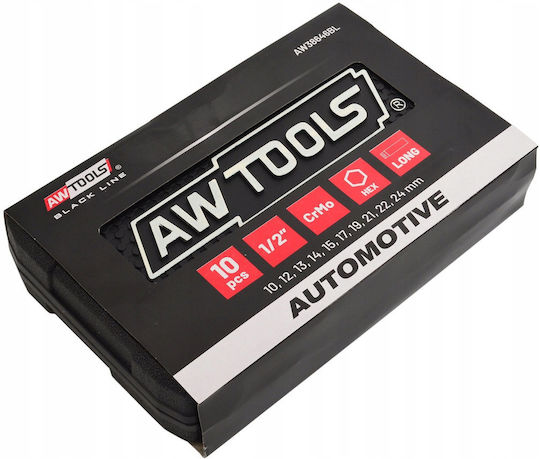 AWTools Long Pneumatic Sockets with 1/2" Frame Host Set 10 Pieces