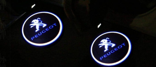 Set 2 Led Door Logo Emblems Dedicated Peugeot Car Brand