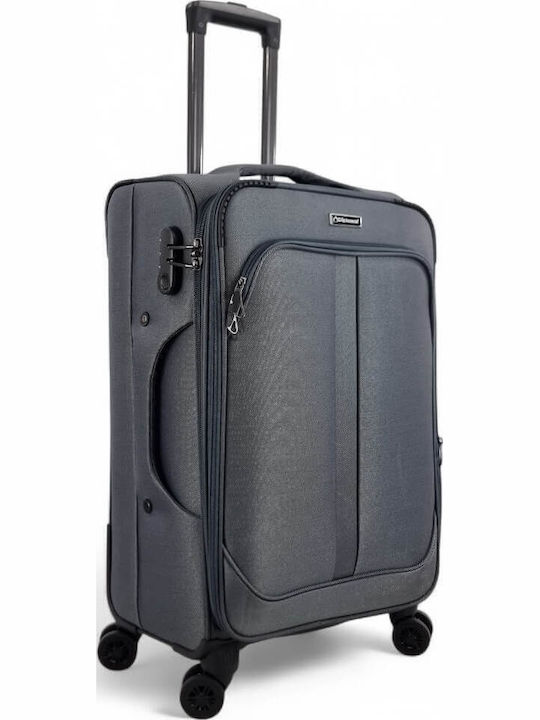 Diplomat Medium Travel Suitcase Gray with 4 Wheels Height 68cm
