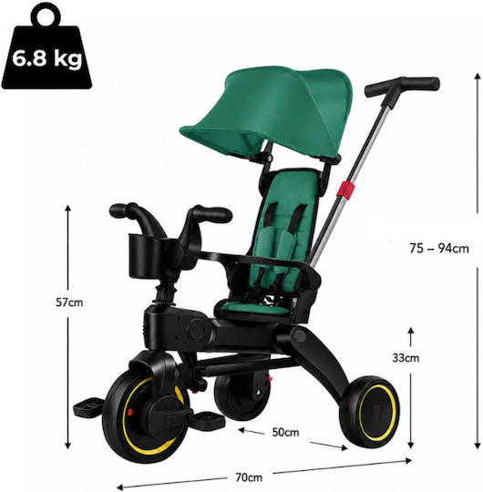 Kidizi Tricicletă Pliabilă și Convertibilă pentru Copii de 1.5+ Ani Verde