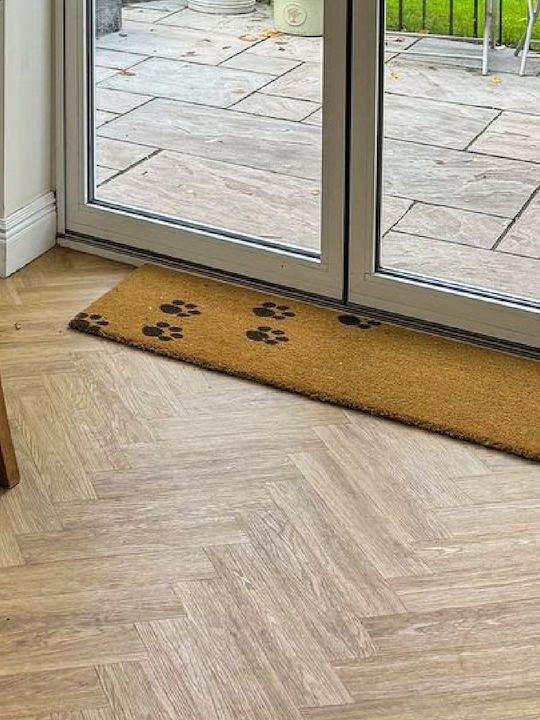 Artsy Mats Doormat Made of Coconut Tree with Non-Slip Backing Paw Prints 120x40cm