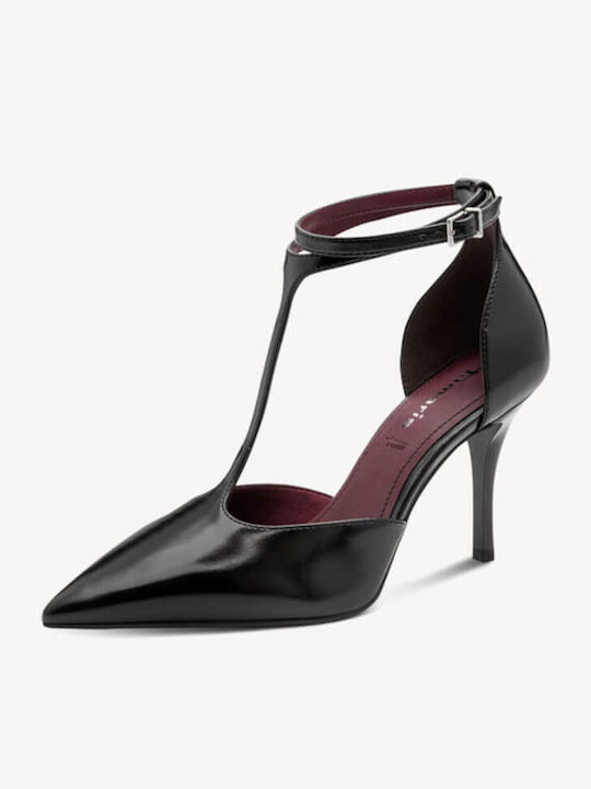 Spitze Zehen Pumps mit Riemen Schwarz