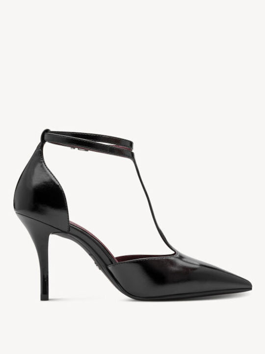 Spitze Zehen Pumps mit Riemen Schwarz