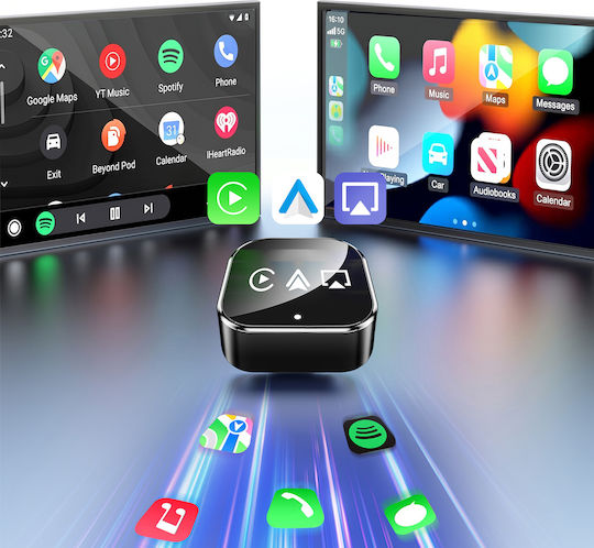 Avizar Wireless Carplay Car Adapter Bluetooth Wi-fi Receiver Usb Usb-c Black