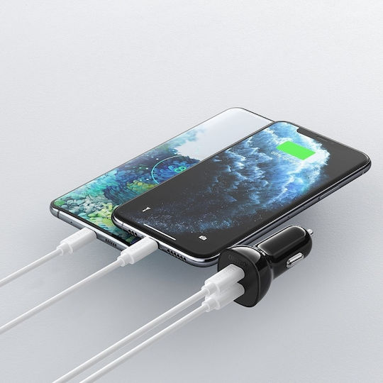 Choetech Choetech Handy-Autoladegerät 40W 3A Schnellladen mit Anschlüssen: 2xUSB-A 2xType-C Schwarz Farbe