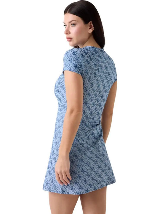 Καλοκαιρινό Mini T-shirt Φόρεμα Μπλε