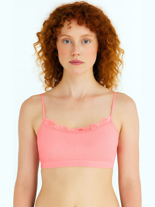Women's Cotton Blouse with Spaghetti Straps Pink