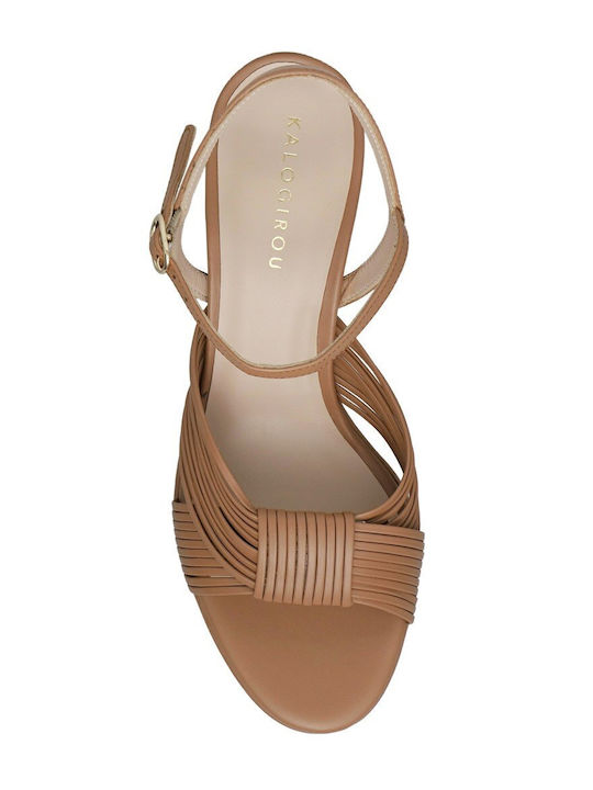 Leather Brown Sandals Gold