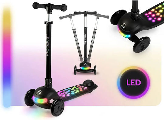 Ricokids Scuter Copii Pliabil 3 Roți Cu Iluminare LED Negru