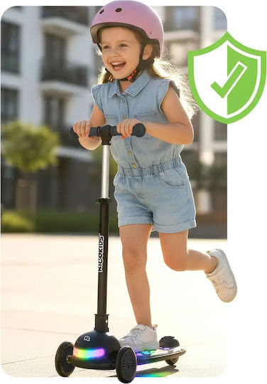 Ricokids Scuter Copii Pliabil 3 Roți Cu Iluminare LED Negru