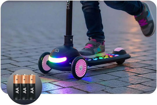 Ricokids Scuter Copii Pliabil 3 Roți Cu Iluminare LED Negru