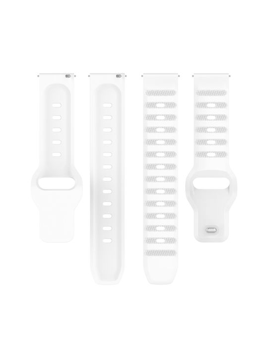 Silicone Strap White (Galaxy Watch4/5/6/7/FE/4 Classic/6 Classic/5 ProApple Watch 38/40/41/42mmVivomove HRHuawei Watch GT2 / GT3 (42mm) / GT3 Pro (43mm)Honor GS ProAmazfit GTS 3Realme Watch 2Haylou RS4 LS12)