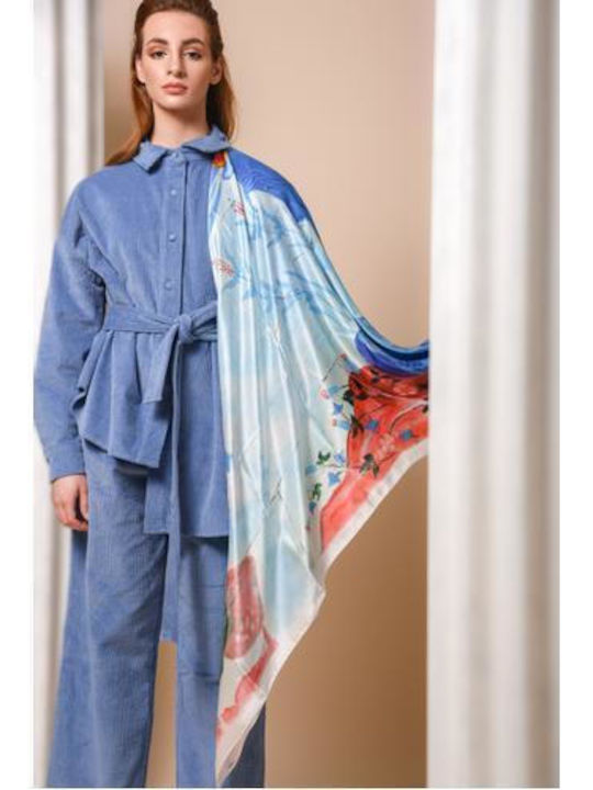 Enareti Enareti Damen Seide Schal Hellblau