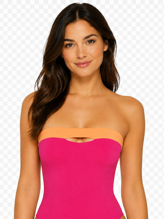 Strapless Badeanzug Fuchsia