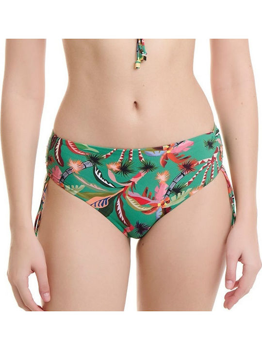 Bikini Slip High Waist with Laces Tropical