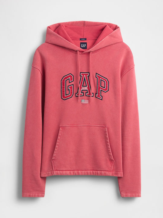 Long Women's Hooded Sweatshirt Faded Red