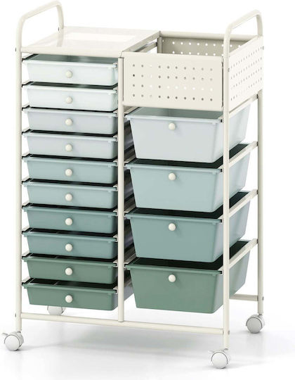 Costway Lebensmittelregal Mit Rädern Metallisch Grün JZ10566QR Costway Lebensmittelregal Mit Rädern Metallisch Grün JZ10566QR