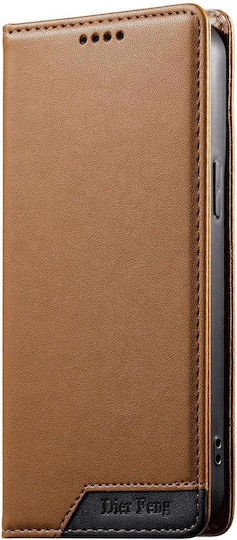 Dierfeng Leather Silicone Brown Wallet (Poco X8 Pro)