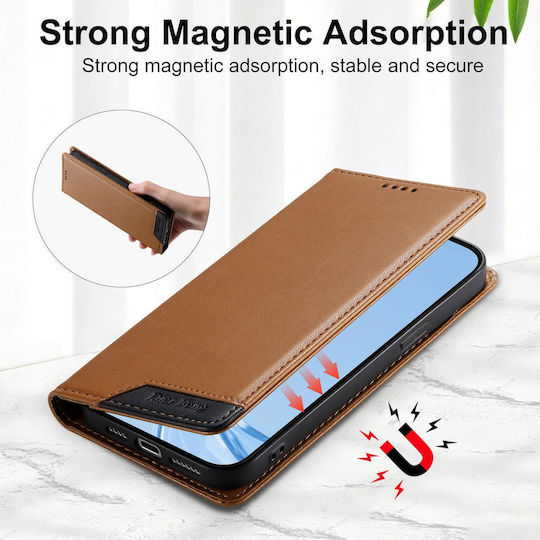 Dierfeng Leather Silicone Brown Wallet (Poco X8 Pro)