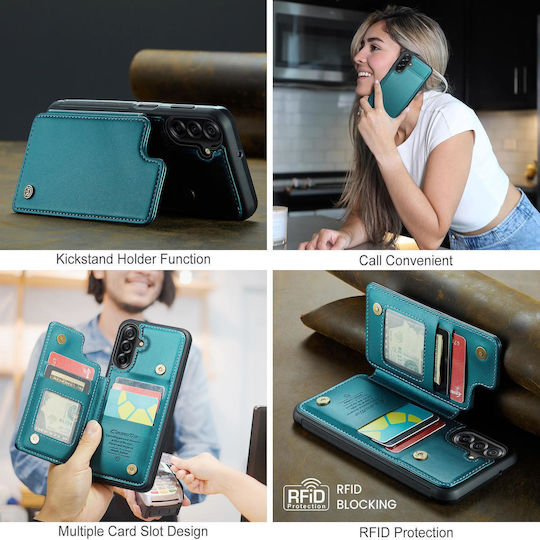Caseme Rfid Back Cover din Piele Artificială Verde (Galaxy A17Nokia C22)