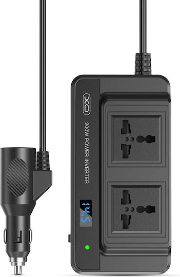 XO Инвертор Cz011 Автомобилен Зарядно Устройство 200W Бързо Зареждане с Портове 2xUSB-A 1xType-C Черен Цвят