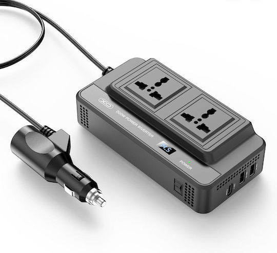 XO Инвертор Cz011 Автомобилен Зарядно Устройство 200W Бързо Зареждане с Портове 2xUSB-A 1xType-C Черен Цвят