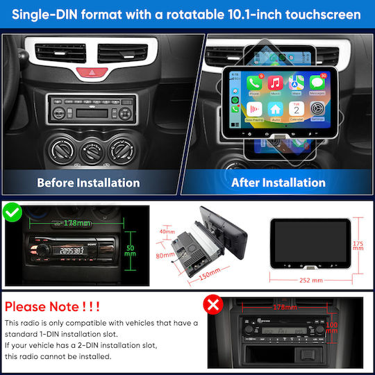Junsun Ραδιόφωνο Αυτοκινήτου 1 DIN (Bluetooth/USB)