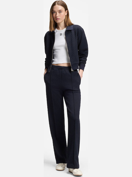 Long Women's Cardigan with Zipper Dark Blue