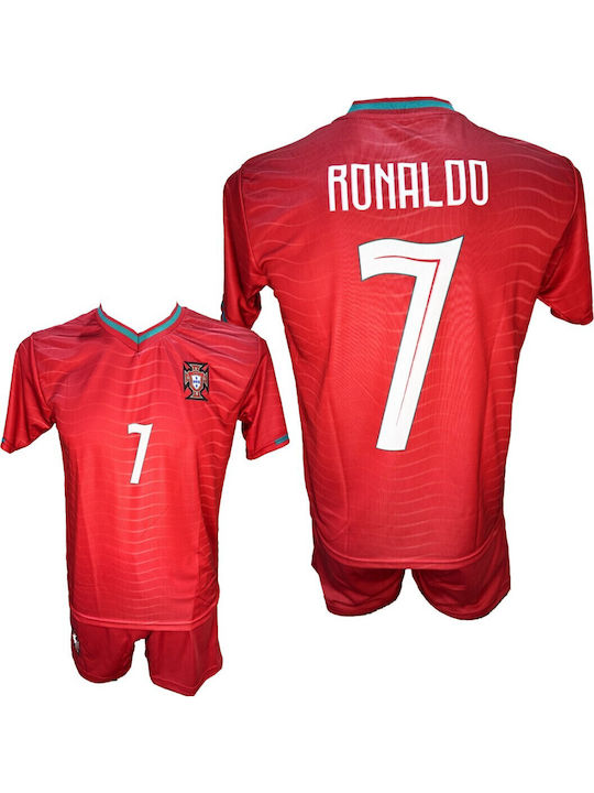 Kids Football Kit Ronaldo Red Red V Portugal National Team 300626-04