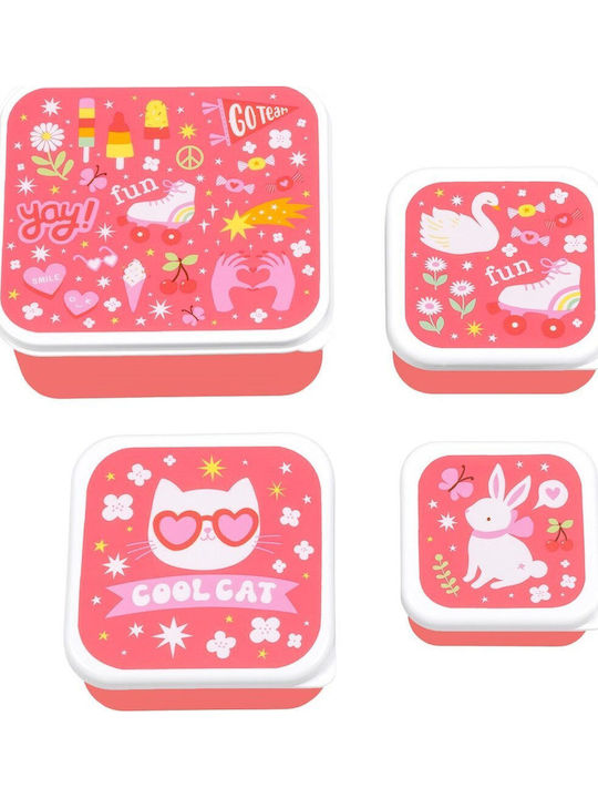 A Little Lovely Company Fun School Set Pink 23.5 x 10 x 30cm + Lunchbox Set