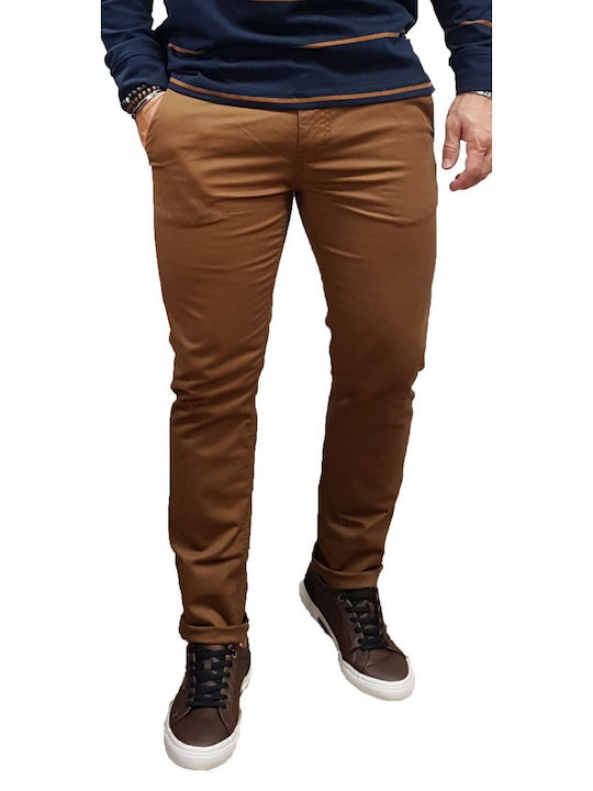Chino Elastic Trousers in Skinny Fit Coffee Brown
