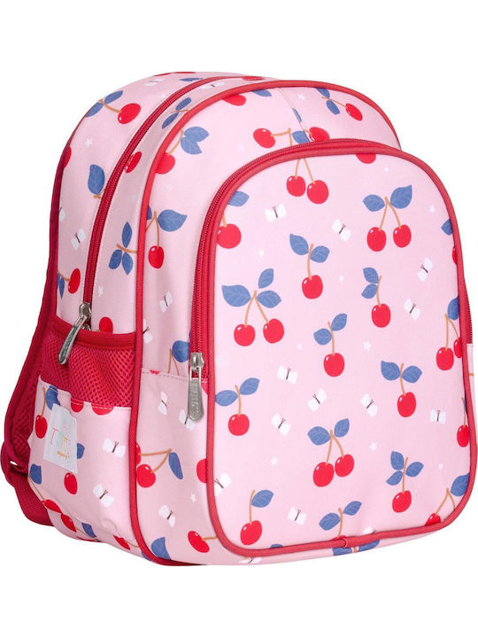 A Little Lovely Company Cherries School Set Pink 19 x 19 x 32 cm + Water Bottle