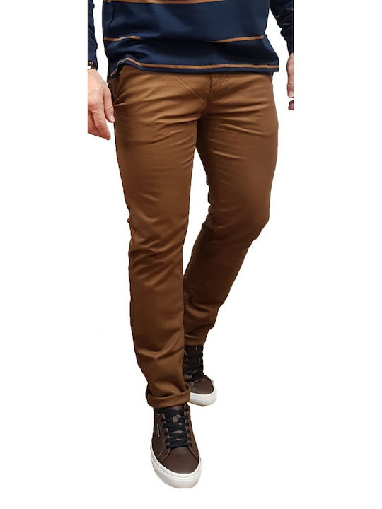 Chino Elastic Trousers in Skinny Fit Coffee Brown