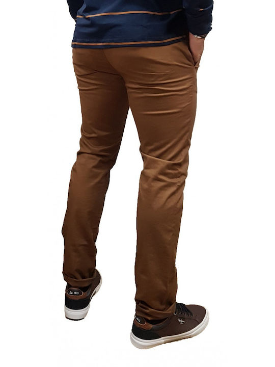 Chino Elastic Trousers in Skinny Fit Coffee Brown