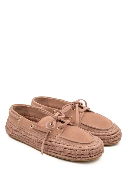 Δερμάτινα Γυναικεία Loafers σε Ροζ Χρώμα