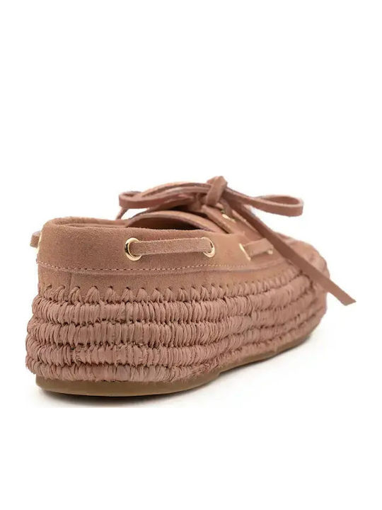 Δερμάτινα Γυναικεία Loafers σε Ροζ Χρώμα