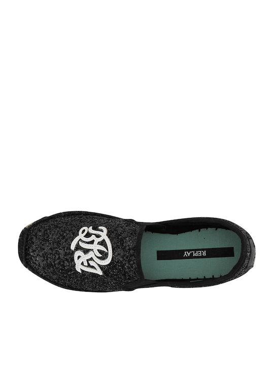 Stoff Damen Espadrilles in Schwarz Farbe