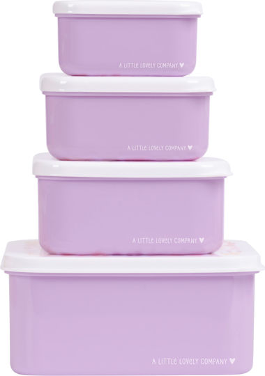 A Little Lovely Company Flower Garden Stainless Steel Kids Dinner Set 0.35lt Pink 23 x 16 x 16cm