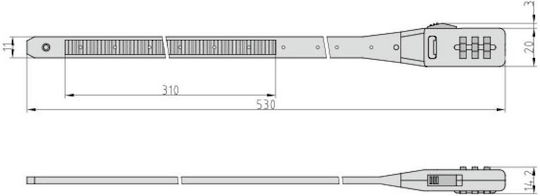 Basi Kabelschloss Sicherheitsschloss mit Code Kabel-tie Kbs 50 Schwarz 530mm