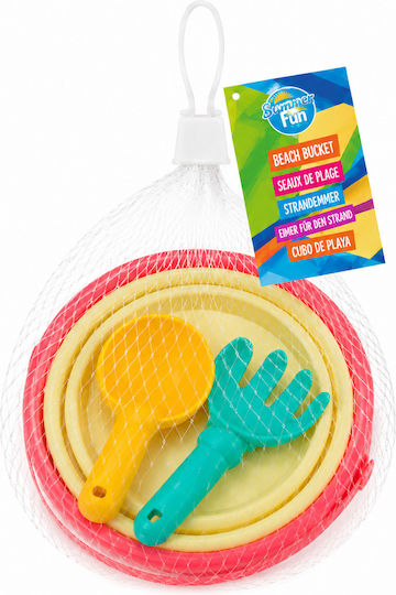 Eddy Toys Folding Beach Bucket Shovel & Rake 15x15cm Replica