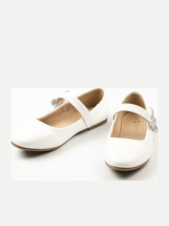 Kids Pumps & Ballerinas with Hook & Loop Closure White