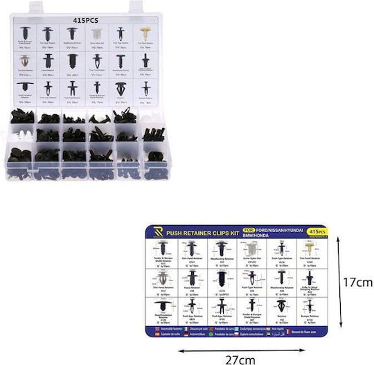 Rchang Case 415 Pcs Plastic Fasteners – Car Clips W06/w04375-2– Push Retainer Clips Kit